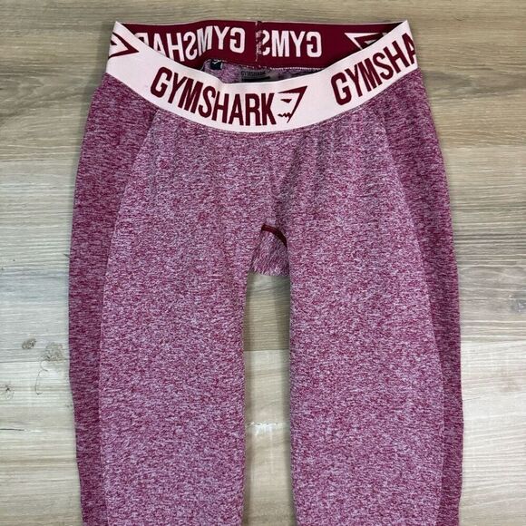 Gymshark Women's S Dry Flex Contour Leggings Heathered Maroon Logo Waist Workout - Picture 2 of 5